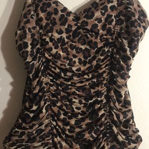 Blāshe Cheetah Print Ruched Bodysuit